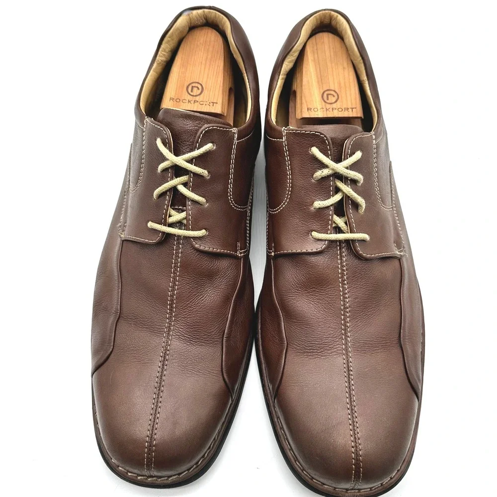 Johnston & Murphy Shuler Bicycle Mens Brown Leather Oxford Dress Shoes 12 M